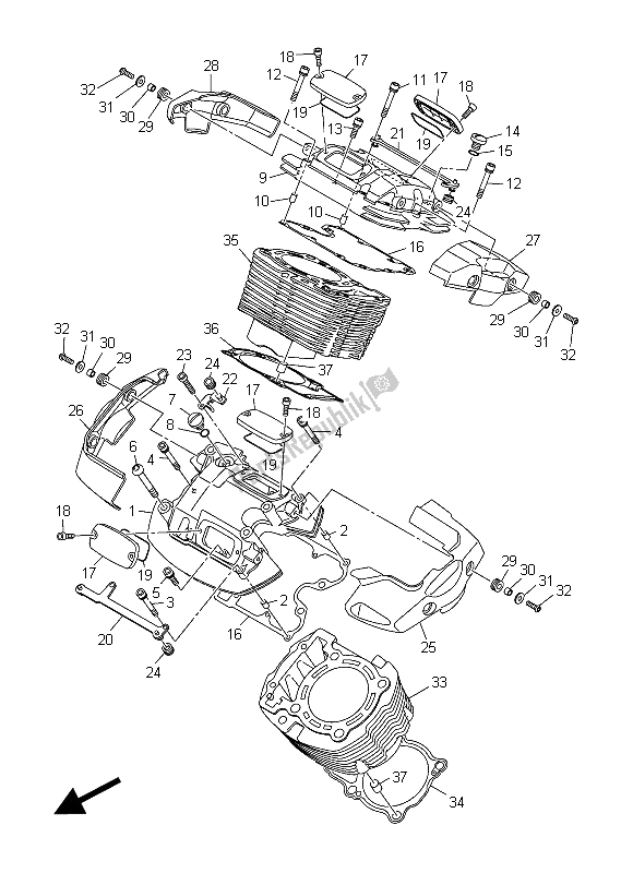 Wszystkie części do Cylinder Yamaha XVS 1300 CU 2015