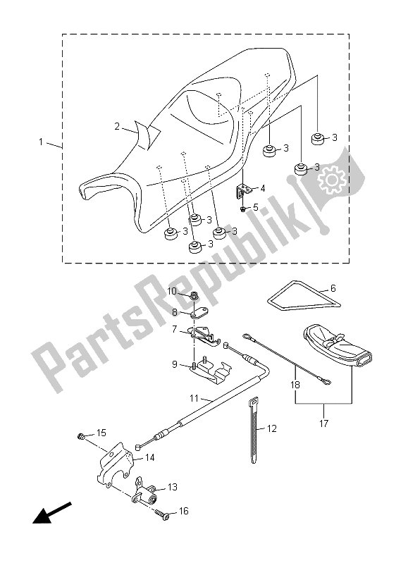 Alle onderdelen voor de Stoel van de Yamaha XJ6S 600 2015