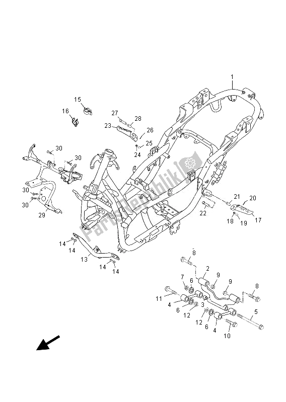 Tutte le parti per il Telaio del Yamaha YP 125 RA 2013