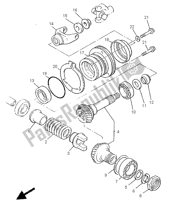 All parts for the Middle Drive Gear of the Yamaha XVZ 1300A Royalstar 1999