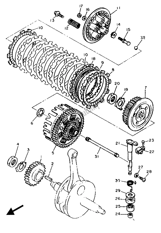 Todas as partes de Embreagem do Yamaha TT 600W 1989
