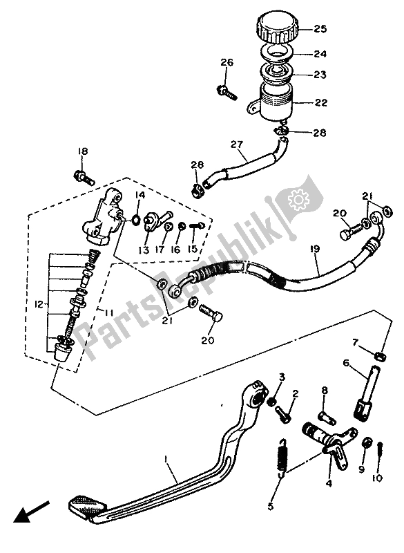 Todas las partes para Cilindro Maestro Trasero de Yamaha FZX 750 1987