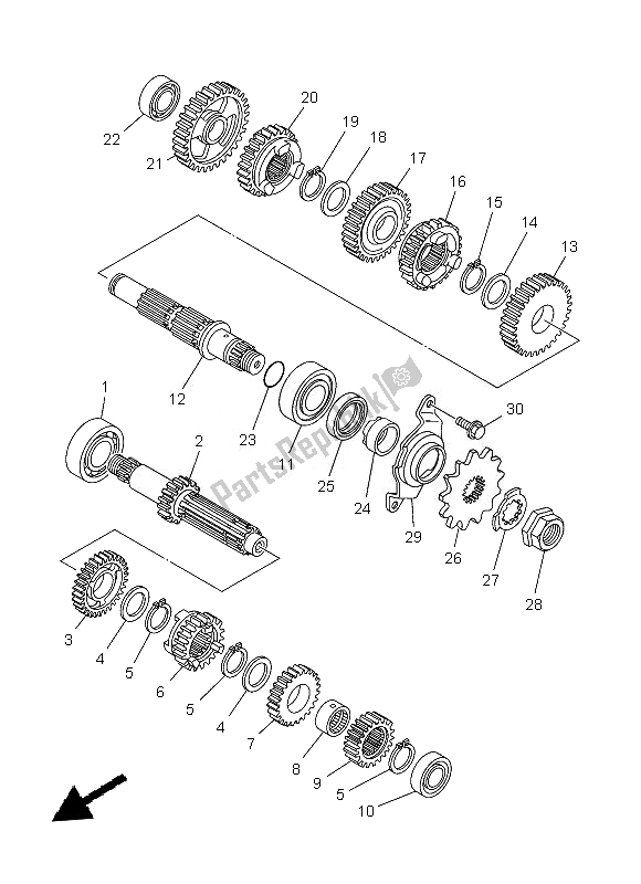 All parts for the Transmission of the Yamaha YZ 250F 2013