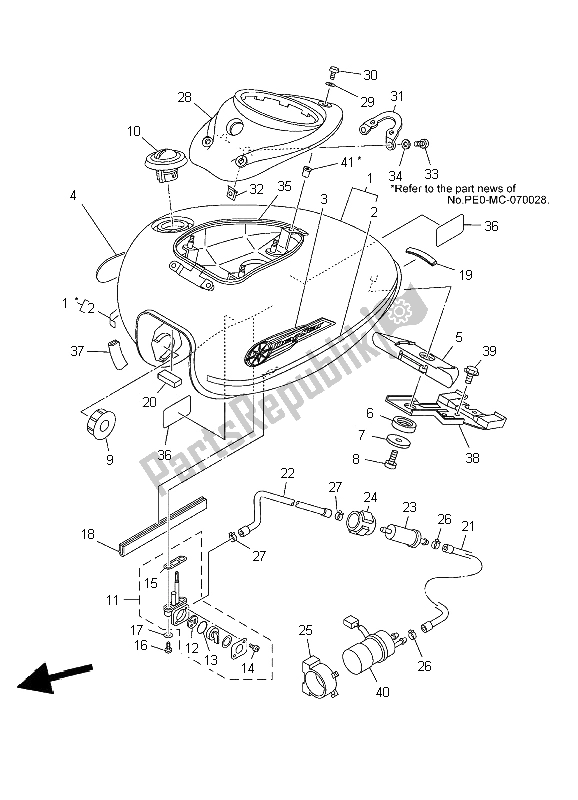 All parts for the Fuel Tank of the Yamaha XVS 1100A Dragstar Classic 2002