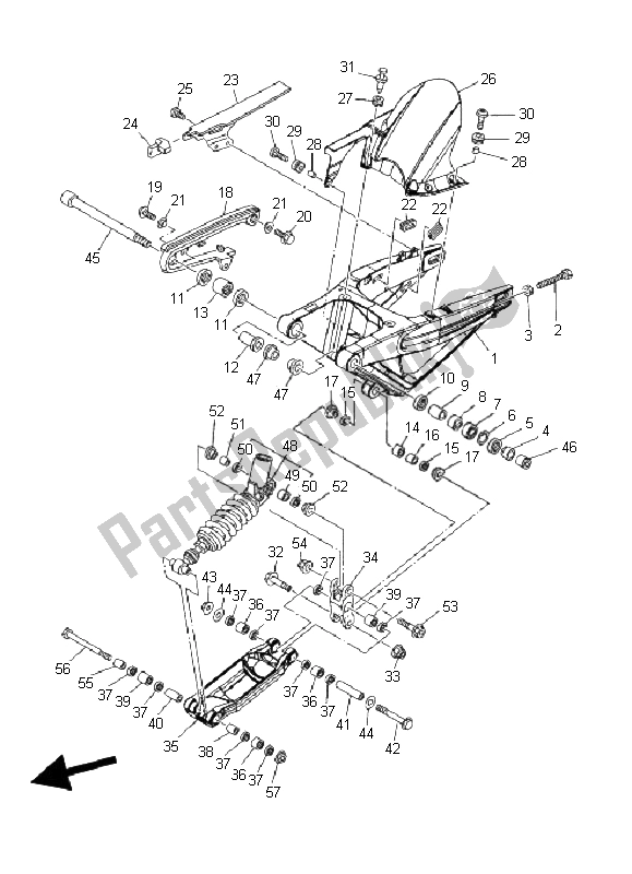 Todas las partes para Brazo Trasero Y Suspensión de Yamaha MT 01 5 YU4 1670 2006