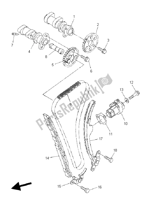 Todas las partes para árbol De Levas Y Cadena de Yamaha WR 250R 2008