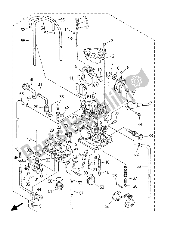 All parts for the Carburetor of the Yamaha YZ 250F 2003