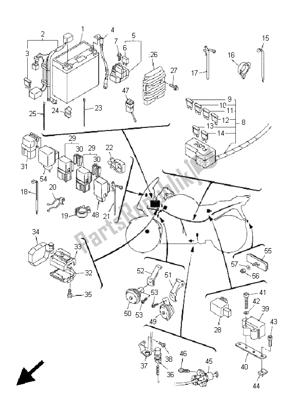 All parts for the Electrical 2 of the Yamaha FJR 1300A 2005