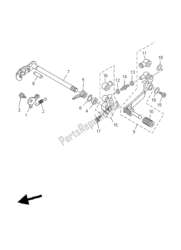 All parts for the Shift Shaft of the Yamaha TT R 125 SW LW 2004