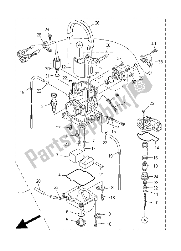 All parts for the Carburetor of the Yamaha YZ 250 2012