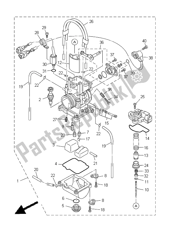 All parts for the Carburetor of the Yamaha YZ 250 2012