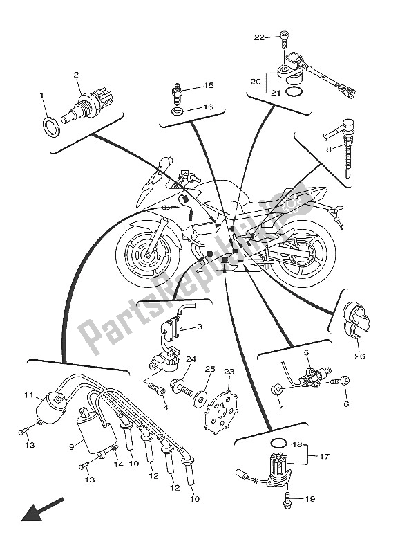 Wszystkie części do Elektryczny 1 Yamaha XJ6S 600 2016