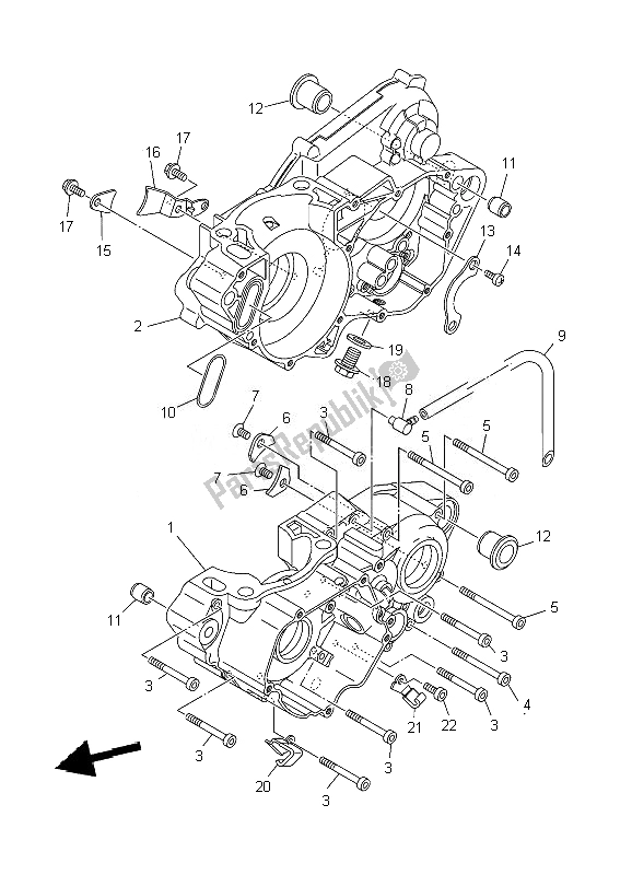 All parts for the Crankcase of the Yamaha YZ 250 2007