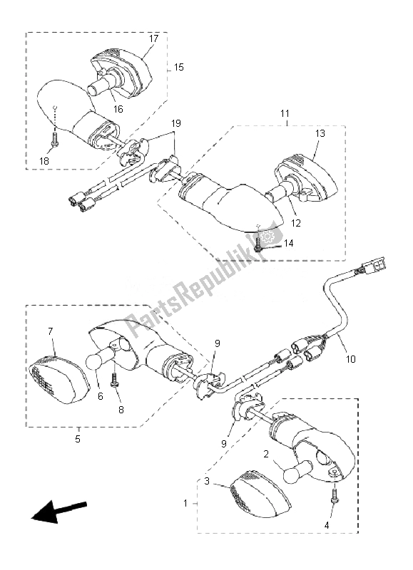 All parts for the Flasher Light of the Yamaha FZ6 NA 600 2007