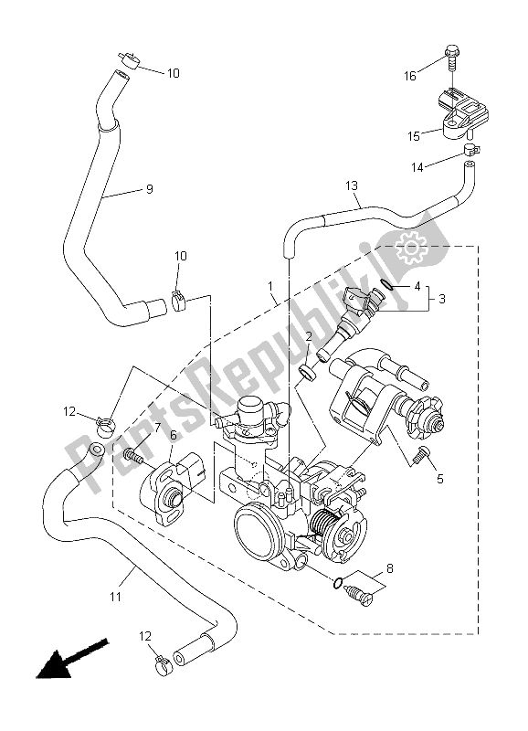 All parts for the Intake 2 of the Yamaha WR 250X 2012