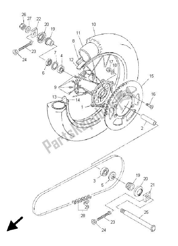 Todas las partes para Rueda Trasera de Yamaha WR 450F 2005