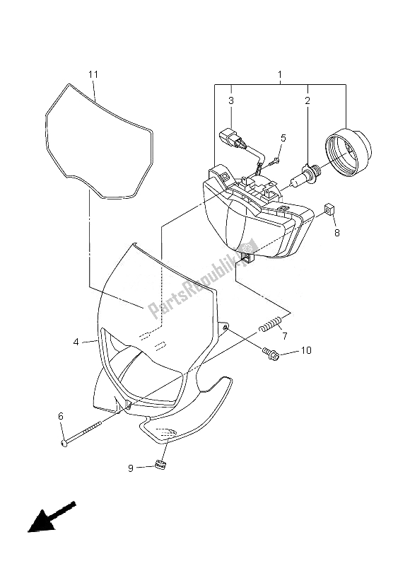 All parts for the Headlight of the Yamaha WR 250F 2013