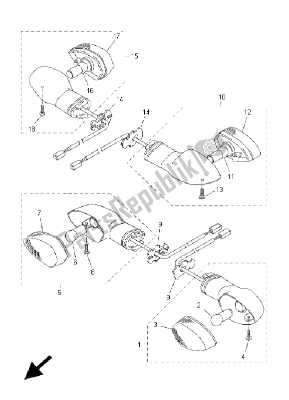 Tutte le parti per il Luce Lampeggiante del Yamaha FZ1 NA Fazer 1000 2011