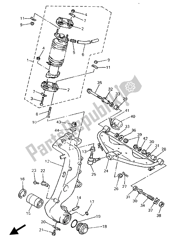 Todas as partes de Direção 1 do Yamaha GTS 1000 1993