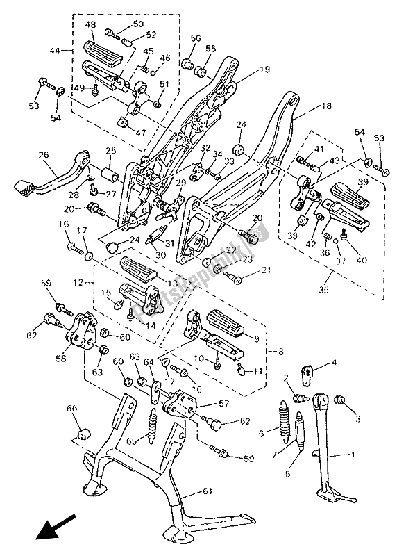 Toutes les pièces pour le Support Et Repose-pieds du Yamaha GTS 1000A 1993