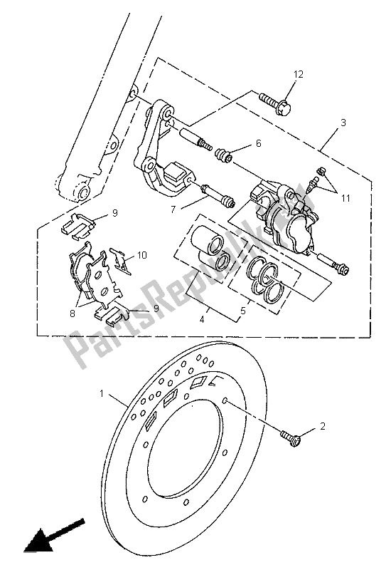 All parts for the Front Brake Caliper of the Yamaha XV 250 S Virago 1998