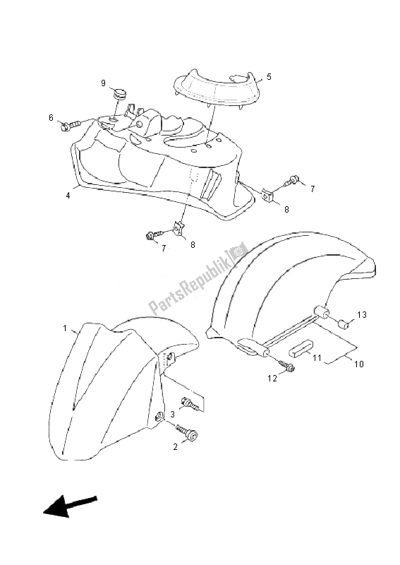 Tutte le parti per il Parafango del Yamaha NXC 125 EA Cygnus X 2010