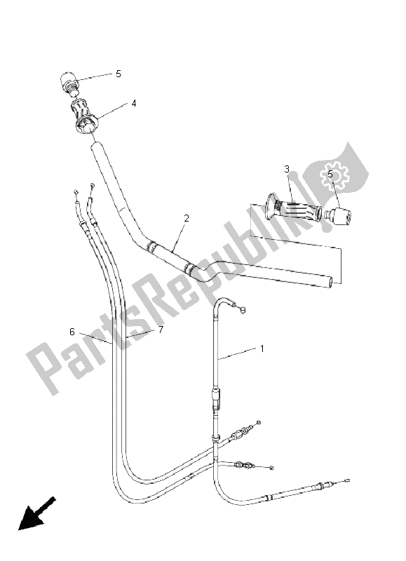 All parts for the Steering Handle & Cable of the Yamaha FZ6 S 600 2005