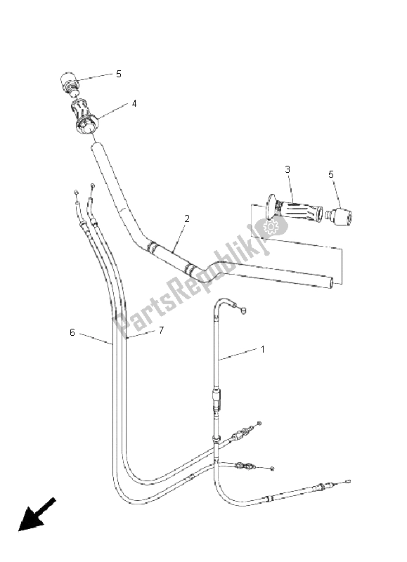 All parts for the Steering Handle & Cable of the Yamaha FZ6 S 600 2005