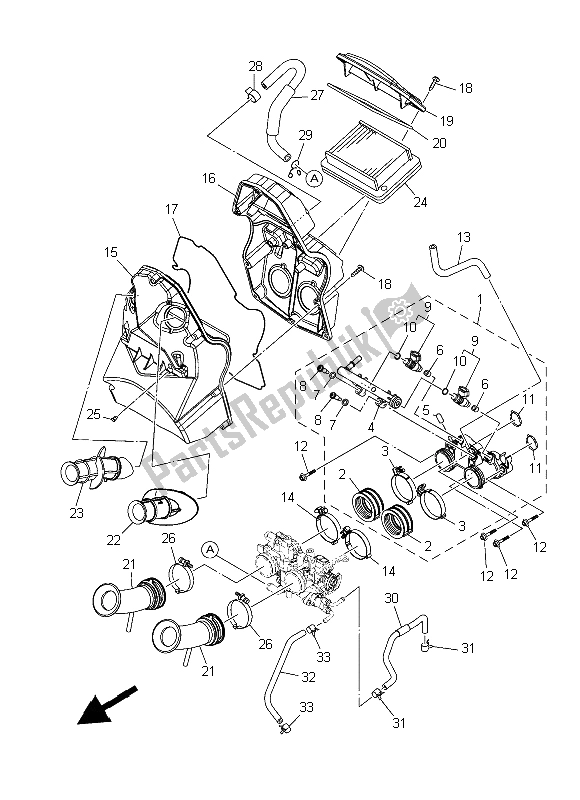 All parts for the Intake of the Yamaha XP 500 Dnms 2015