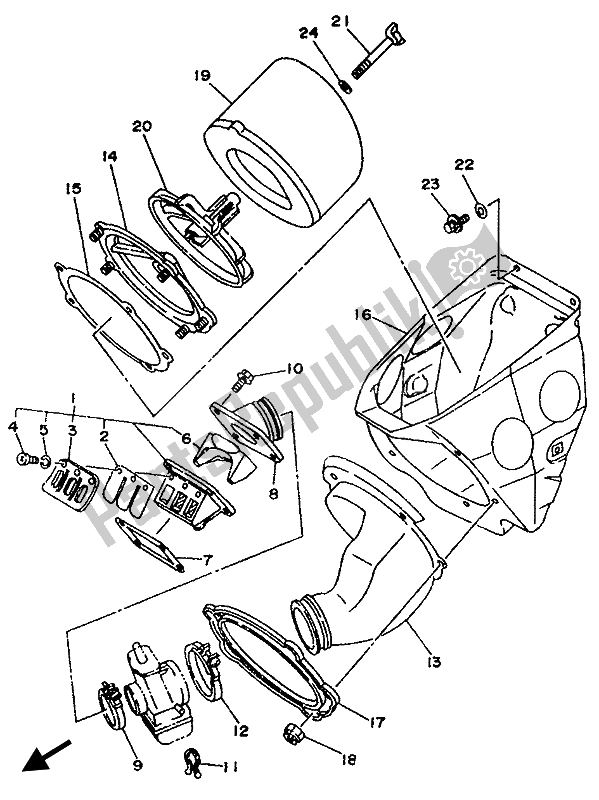 All parts for the Intake of the Yamaha YZ 250 LC 1993