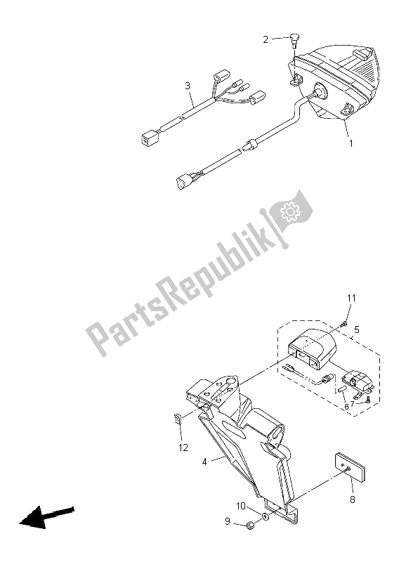 All parts for the Taillight of the Yamaha YZF R1 1000 2004