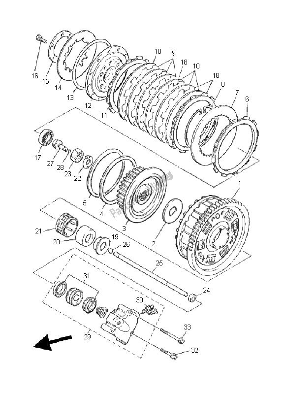 All parts for the Clutch of the Yamaha XJR 1300 2011