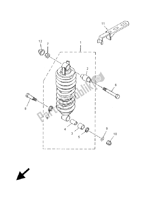 Todas las partes para Suspensión Trasera de Yamaha TDM 850 2001