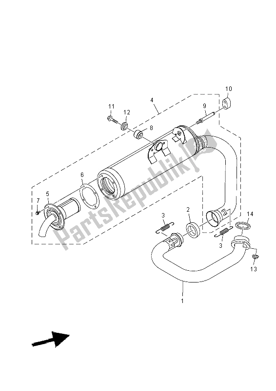 Alle onderdelen voor de Uitlaat van de Yamaha YXM 700E 2014