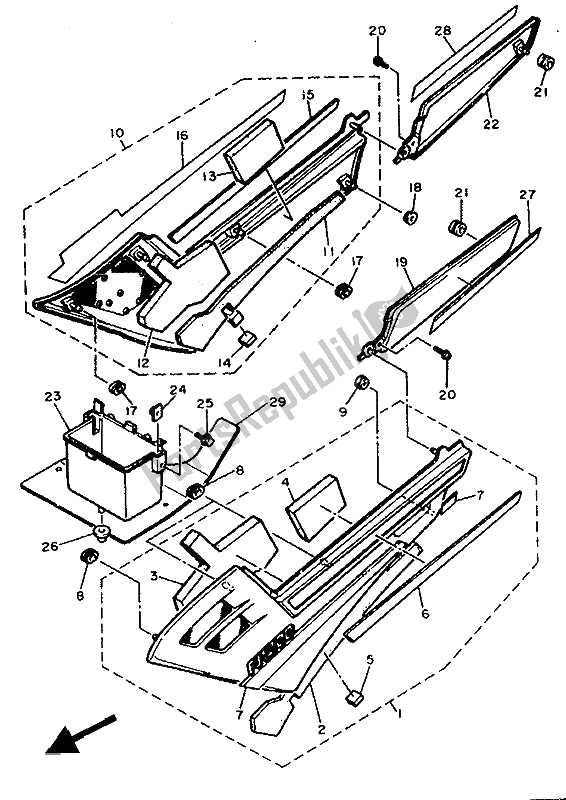 Toutes les pièces pour le Couvercle Latéral Et Réservoir D'huile du Yamaha FJ 1200 1991