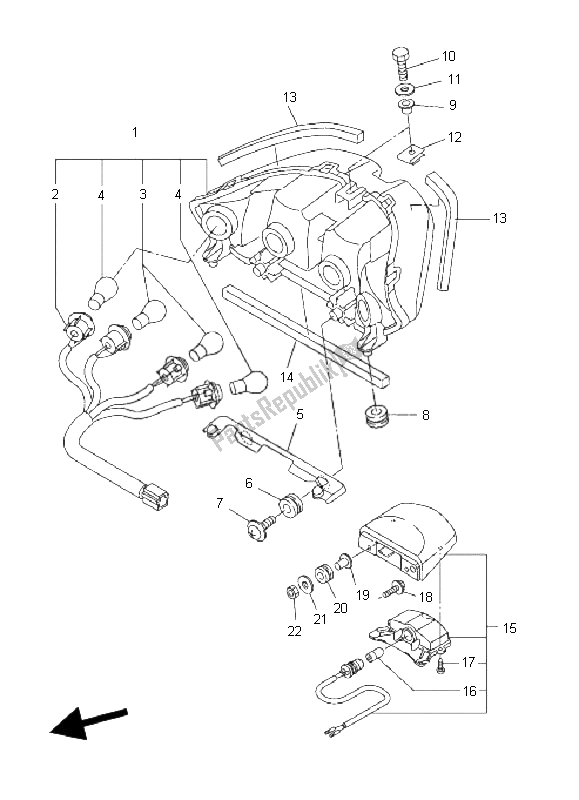 All parts for the Taillight of the Yamaha FJR 1300A 2009