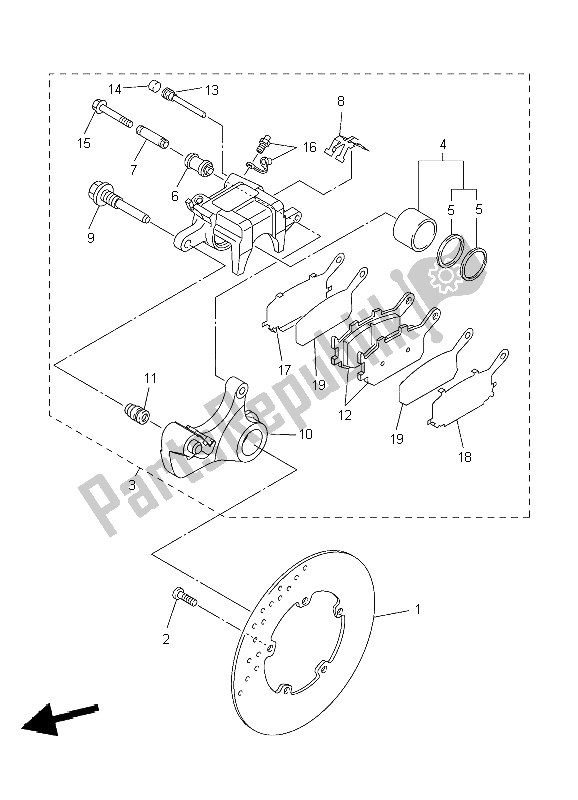 All parts for the Rear Brake Caliper of the Yamaha YZF R1 1000 2004