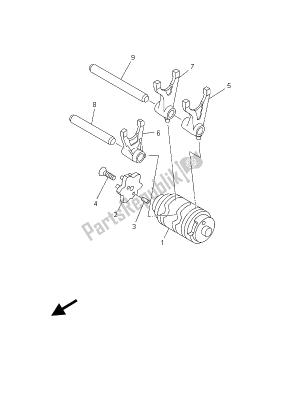 All parts for the Shift Cam & Fork of the Yamaha TT R 125E SW LW 2003