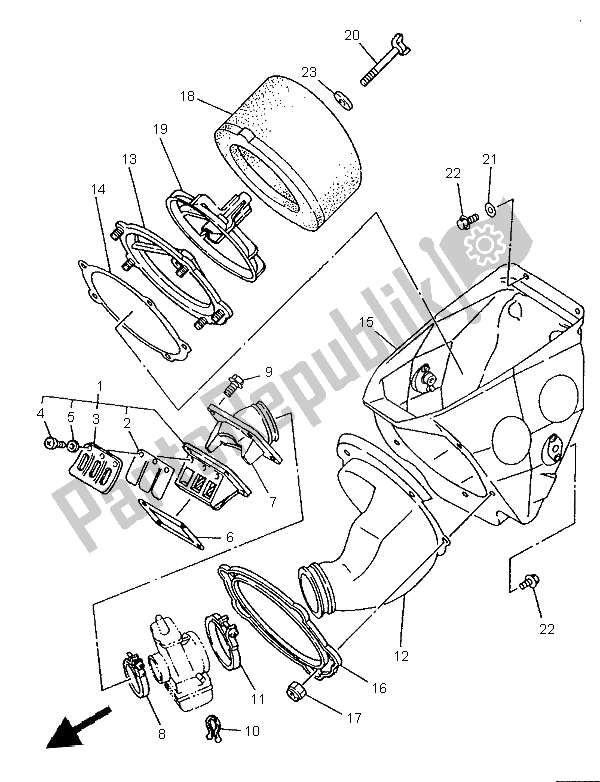 All parts for the Intake of the Yamaha WR 250Z 1996