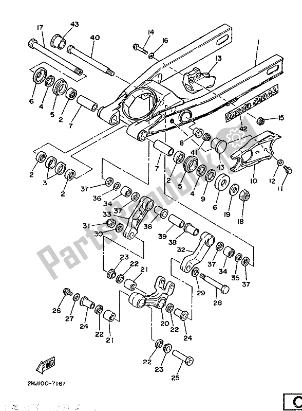 Toutes les pièces pour le Bras Arrière du Yamaha YZ 250 1987