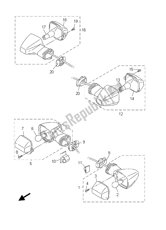 All parts for the Flasher Light of the Yamaha FZS 1000 S Fazer 2003