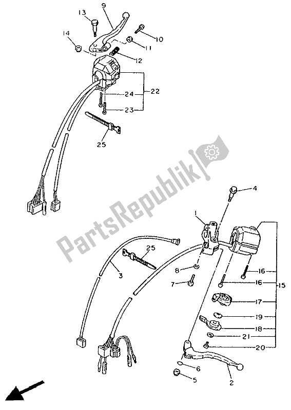 All parts for the Handle Switch & Lever of the Yamaha XV 1100 Virago 1991