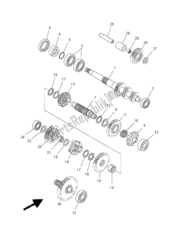 All parts for the Transmission of the Yamaha YXR 700F 2012