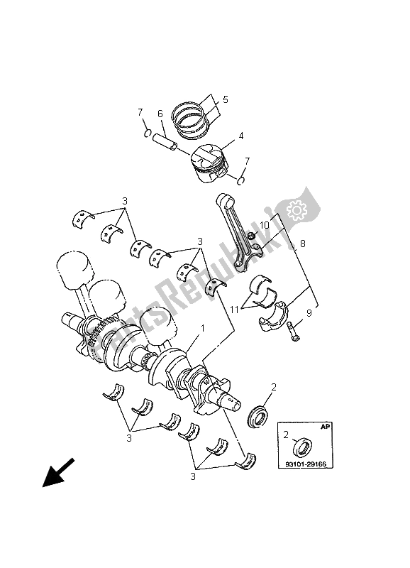 All parts for the Crankshaft & Piston of the Yamaha FZS 600 Fazer 2001