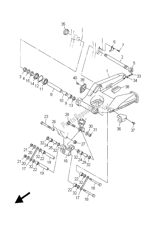 Alle onderdelen voor de Achterste Arm van de Yamaha FJR 1300 2003