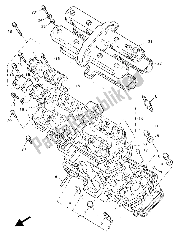 Alle onderdelen voor de Cilinderkop van de Yamaha GTS 1000A 1993