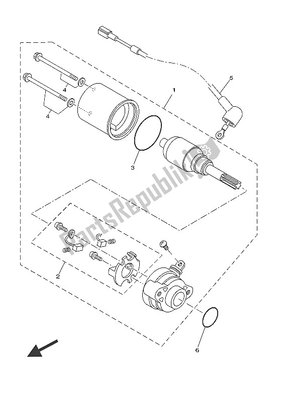 All parts for the Starting Motor of the Yamaha MT 125A 2016