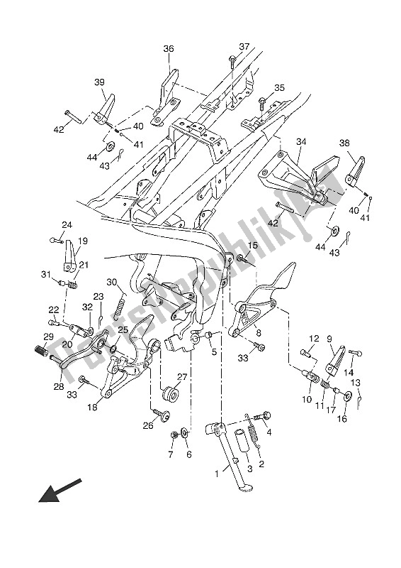 All parts for the Stand & Footrest of the Yamaha MT 125A 2016