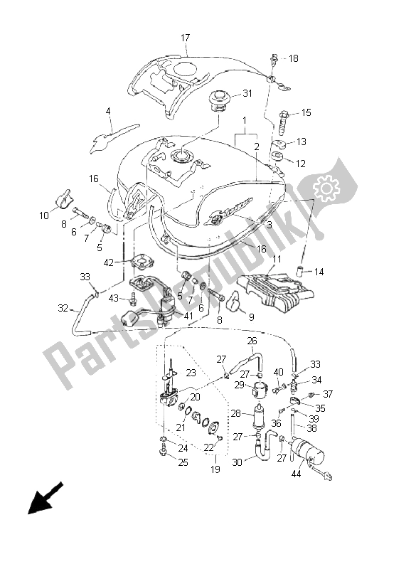 All parts for the Fuel Tank of the Yamaha Xvztf Royalstar Venture 1300 2001