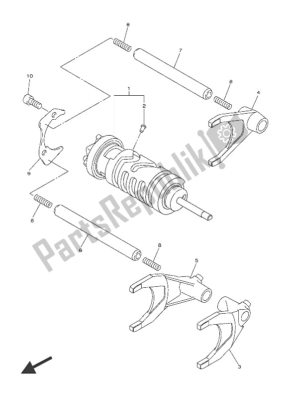 All parts for the Shift Cam & Fork of the Yamaha FJR 1300 AS 2016